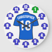 Jouw naam Football Klok - Blauwe Shirten (Voorkant)