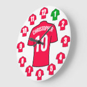 Jouw naam Football Klok - Rode Shirten (Hoek)