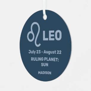 Jouw naam & Foto Zodiac Sign Leo Metalen Ornament