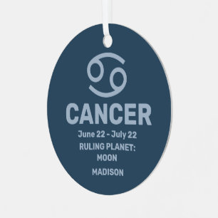 Jouw naam & Foto Zodiac Teken Kanker Metalen Ornament