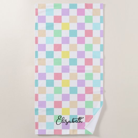 Jouw naam Gecontroleerde paaskleuren Aangepast Strandlaken (Voorkant)