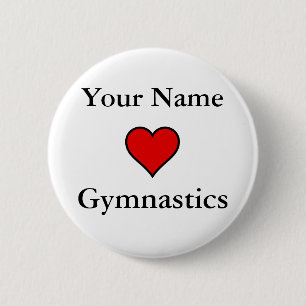 (Jouw naam) Gehoorlijk gymnastiek Ronde Button 5,7 Cm
