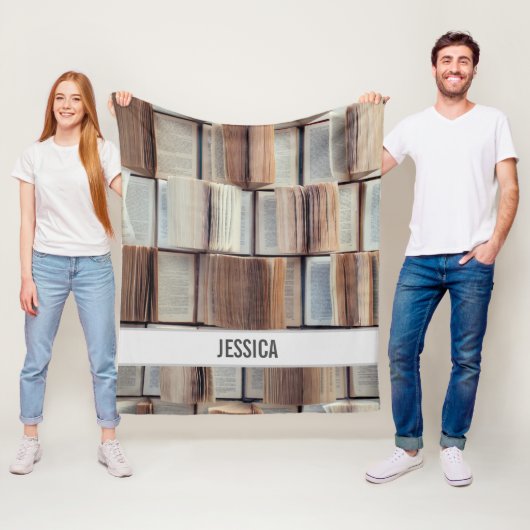 Jouw naam geopend boekenpatroon toevoegen fleece deken (In situ)