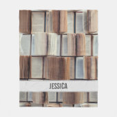 Jouw naam geopend boekenpatroon toevoegen fleece deken (Voorkant)