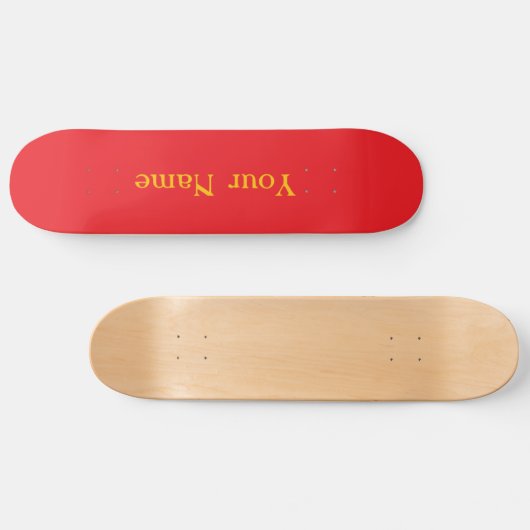 Jouw naam gepersonaliseerd rood persoonlijk skateboard (Horizontaal)
