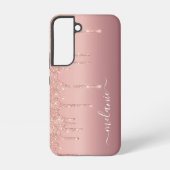Jouw naam Geppersonaliseerd Roos Gold Blush Glitte Samsung Galaxy Hoesje (Achterkant)