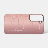 Jouw naam Geppersonaliseerd Roos Gold Blush Glitte Samsung Galaxy Hoesje (Achterkant horizontaal)