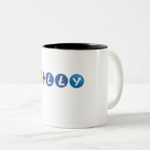 Jouw naam geschreven in populaire cryptocurrency-l tweekleurige koffiemok (Voorkant rechts)