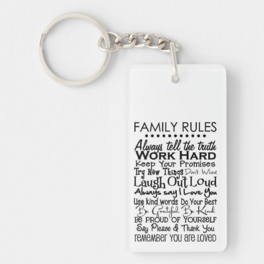 (JOUW NAAM) Gezinsregels Sleutelhanger (Voorkant)