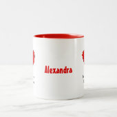 Jouw naam glimlachend hart tweekleurige koffiemok (Center)