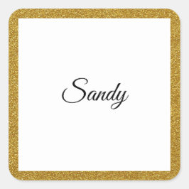 Jouw naam Gold Glitter Lijst Afbeelding personalis Vierkante Sticker