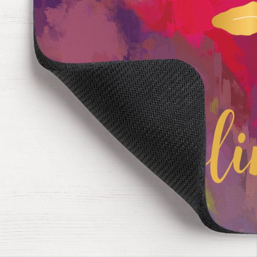 Jouw naam Gold Splashed Bright Scarlet Abstract Muismat (Hoek)