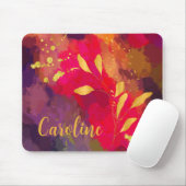 Jouw naam Gold Splashed Bright Scarlet Abstract Muismat (Met muis)