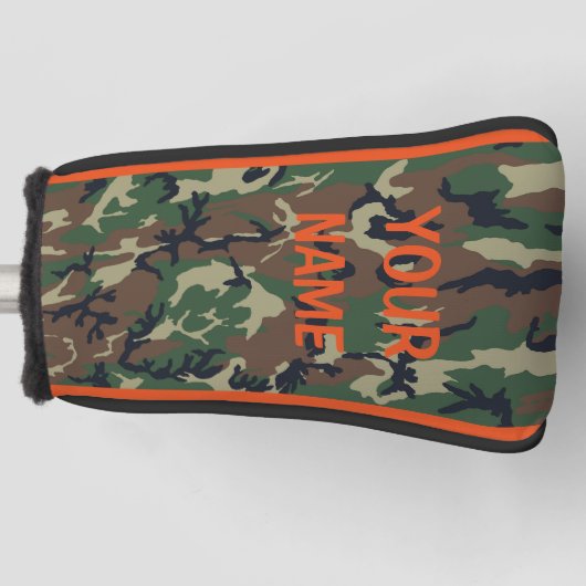 JOUW NAAM Golfhoofd Hoesje Camo Personaliseren Golfheadcover (Voorkant)