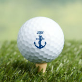 Jouw naam Grappig Koel Navy Blauw Anker Monogram Golfballen (Insitu Shirt)