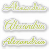 Jouw naam groene handgeschreven Script-versies Sticker (Voorkant)