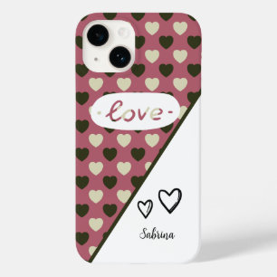 Jouw naam - Groene hartspatten Case-Mate iPhone 14 Hoesje