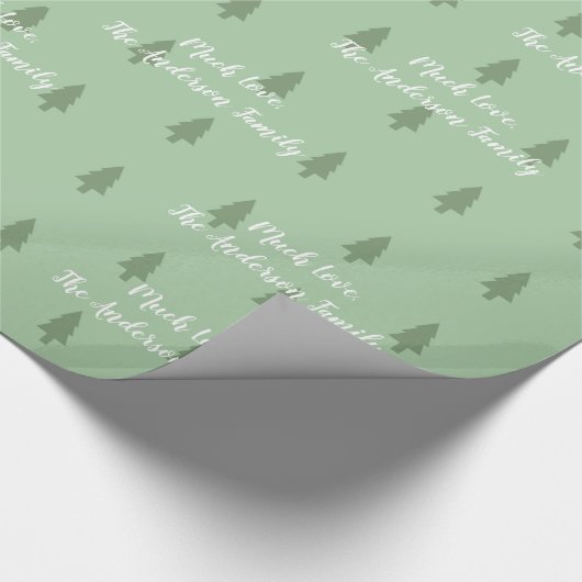 Jouw naam Groene pine-structuur Eenvoudig modern p Cadeaupapier (Hoek)