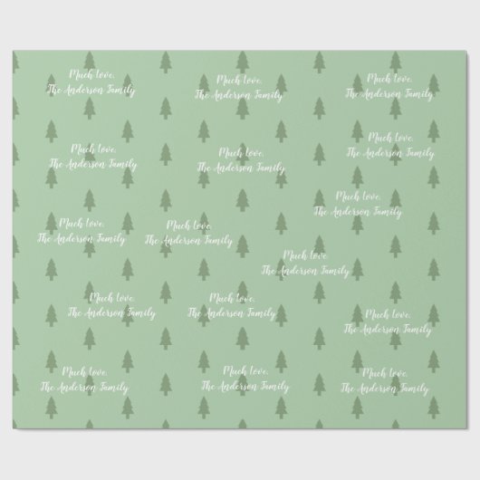 Jouw naam Groene pine-structuur Eenvoudig modern p Cadeaupapier (Vlak)