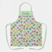 Jouw naam, groene, schattige cupcakes,  schort (Voorkant)