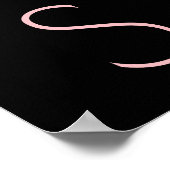 Jouw naam haar salon floral glitter roze zwart poster (Hoek)