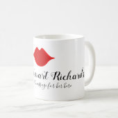 jouw naam handgeschreven + rode lippen + aangepast koffiemok (Voorkant rechts)