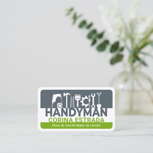 Jouw naam Handyman Tools Signage Visitekaartje (Staand voorkant)
