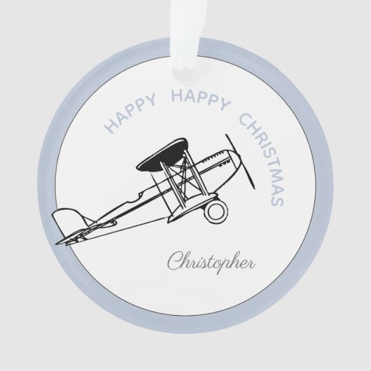 jouw naam here Boy Airplane kerstversiering Ornament (voorkant)