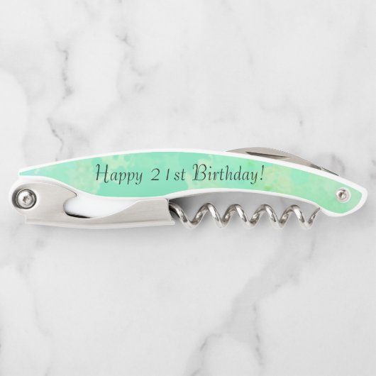 Jouw naam hier 21ste verjaardag kurkentrekker (Voorkant)