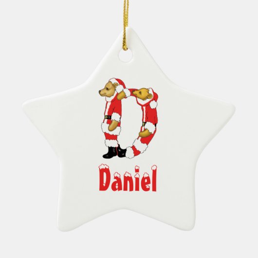 jouw naam hier! Aangepaste letter D Teddy Bear San Keramisch Ornament (Voorkant)