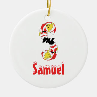 jouw naam hier! Aangepaste letter S Teddy Bear San Keramisch Ornament