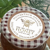 Jouw naam hier bewerkbare gouden honing pot bee la ronde sticker