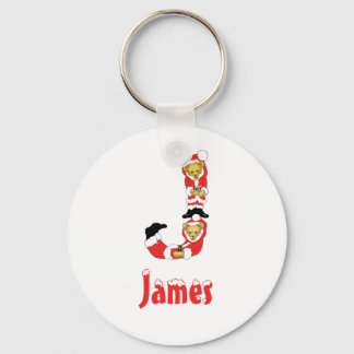 Jouw naam hier! Custom Letter J Teddy Bear Santas Sleutelhanger