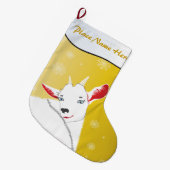 JOUW NAAM HIER Cute Kerstgeit Gold Grote Kerstsok (Voorkant (Hangend))