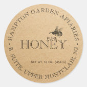 Jouw naam hier Editable Kraft Honey Jar Label (Voorkant)