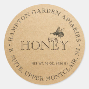 Jouw naam hier Editable Kraft Honey Jar Label