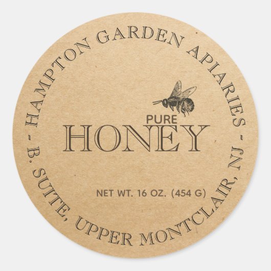 Jouw naam hier Editable Kraft Honey Jar Label (Voorkant)