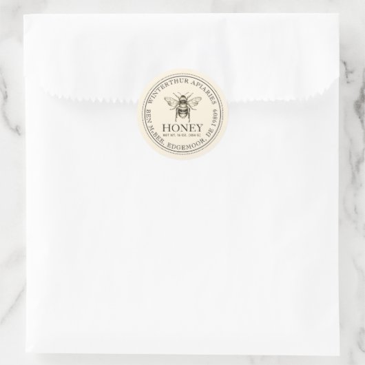 Jouw naam hier Editable White Honey Jar bee Label (Tas)