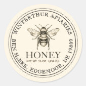 Jouw naam hier Editable White Honey Jar bee Label (Voorkant)