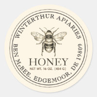 Jouw naam hier Editable White Honey Jar bee Label