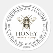 Jouw naam hier Editable White Honey Jar bee Label (Voorkant)