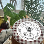 Jouw naam hier Editable White Honey Jar bee Label