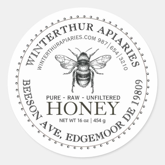 Jouw naam hier Editable White Honey Jar bee Label (Voorkant)