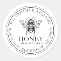 Jouw naam hier Editable White Honey Jar bee Label