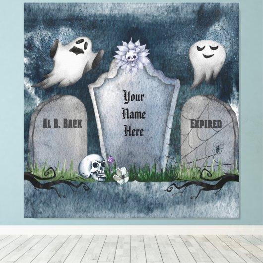 Jouw naam hier griezelig griezelig halloween canvas afdruk (Insitu (Houten vloer))
