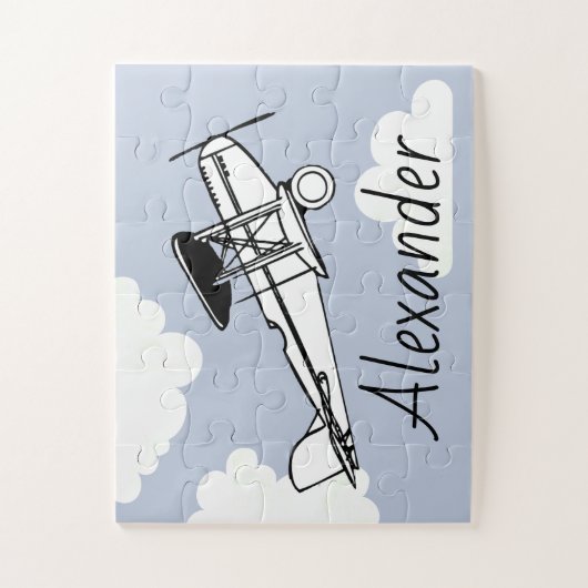 jouw naam Hier het vliegtuig Clouds Puzzle Legpuzzel (Verticaal)