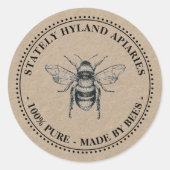 Jouw naam Hier Kraft  Bee Honey Sticker (Voorkant)
