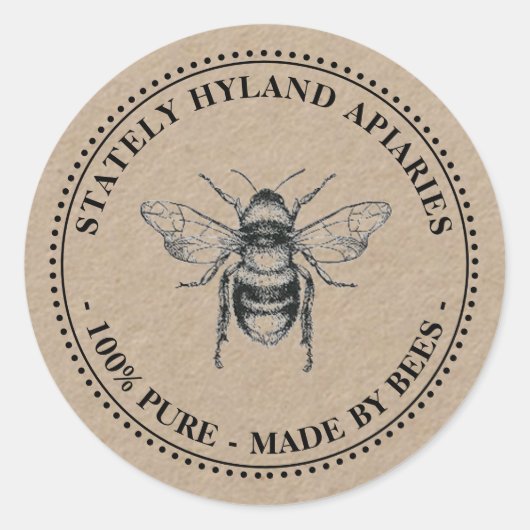 Jouw naam Hier Kraft  Bee Honey Sticker (Voorkant)