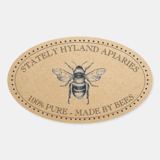 Jouw naam hier Kraft  Honey Jar Oval Label (Voorkant)