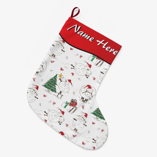 JOUW NAAM HIER - Kute kerstmis Grote Kerstsok (Voorkant (Hangend))